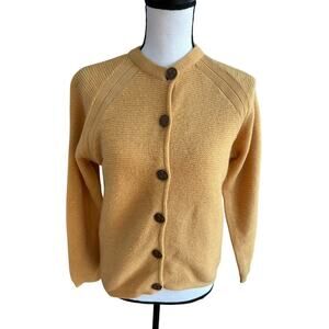 Vintage Pandora 100% Wool Cardigan Mustard Yellow Button Front Women’s M